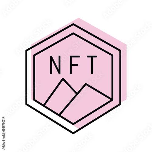 Nft Art color shadow thinline icon , vector, pixel perfect, illustrator file 
