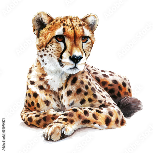 Canvas Print watercolor of Cheetah, vector, isolated on a white background.