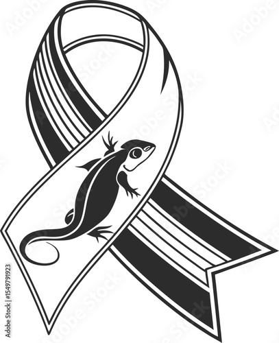 Awareness Ribbon with Iberian Wall Lizard Silhouette A Symbol of Advocacy and Support for Conservation Efforts