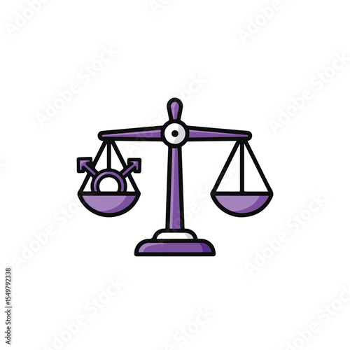 Balance of gender equality with the scales of justice.