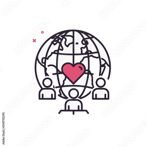 Global heart-centered community illustration