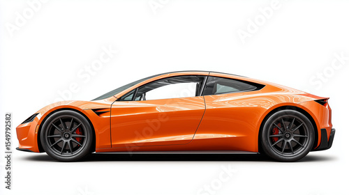 Electric sports car showcase modern city vehicle urban side view cut out 