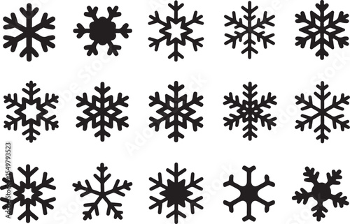Snowflake icon, snowflakes set icons, black snowflake silhouette, Snow, holiday, Snowflake vector icon, winter elements design vector illustration