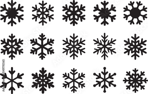 Snowflake icon, snowflakes set icons, black snowflake silhouette, Snow, holiday, Snowflake vector icon, winter elements design vector illustration