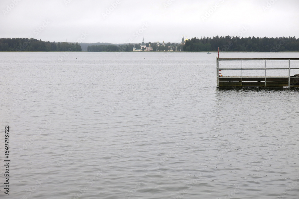 Fototapeta premium shore of Lake Valdai in summer
