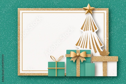 Festive elegant green Christmas card design with place for a message