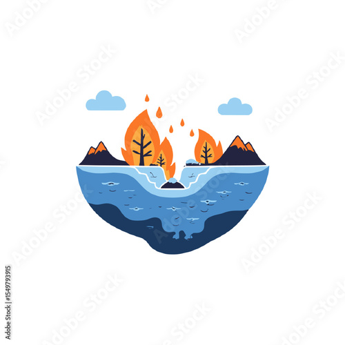 Vector boat on the sea
