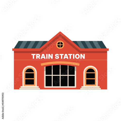 Train Station Vector Illustration Railway Transport Hub