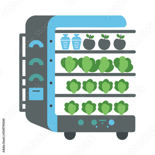 Smart vertical farming system growing vegetables indoors

