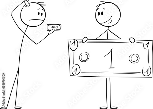Price, inflation and value of money , vector cartoon stick figure or character illustration.