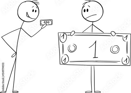 Price, inflation and value of money , vector cartoon stick figure or character illustration.