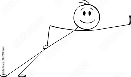 Person leaning on something, vector cartoon stick figure or character illustration.