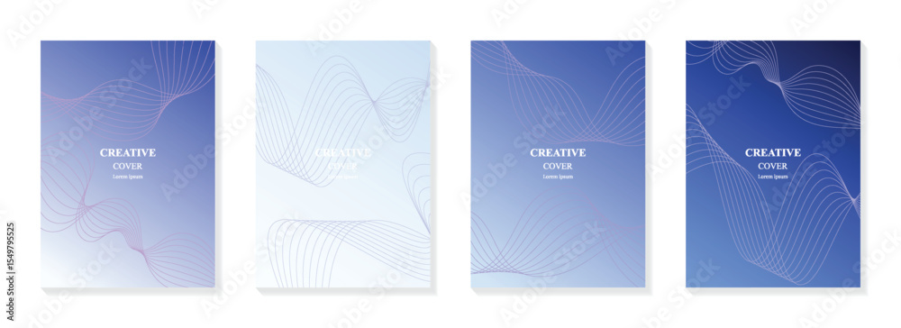 Fototapeta premium Cover, poster and flyer template with abstract wave line on gradient background