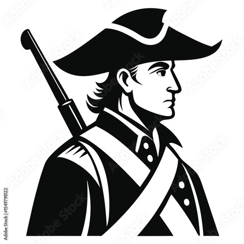 patriot day man standing with his gun silhouette icon isolated on white background