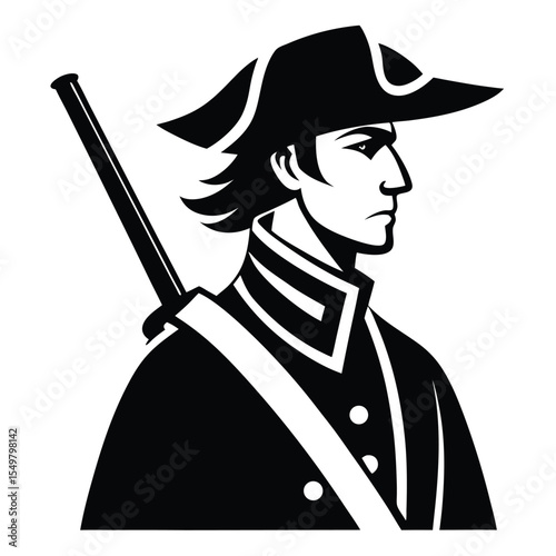 vector illustration of a man standing with his gun, Patriot Day man outline icon isolated on white background