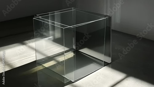 Transparent Cube Sculpture in Sunlight
