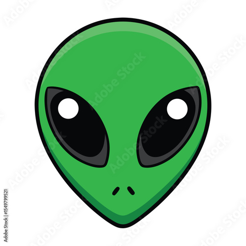 green alien horror face icon isolated on white background