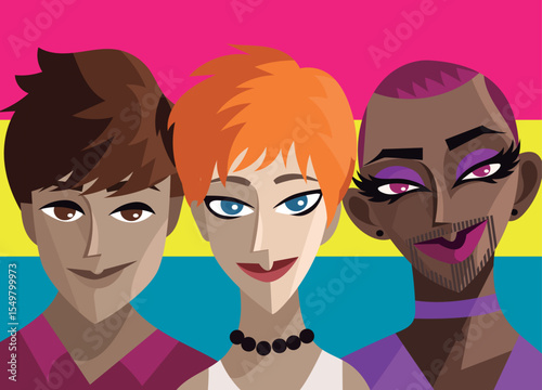 pansexual people with pride lgbt flag