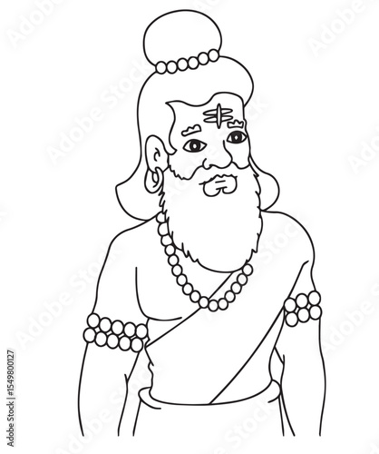 Cute cartoon hand drawn vector Rishi Muni outline..