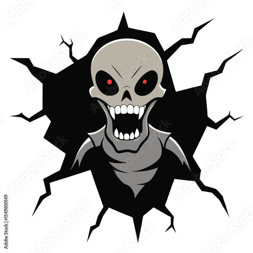 terrifying skeletal alien creature icon isolated on white background
