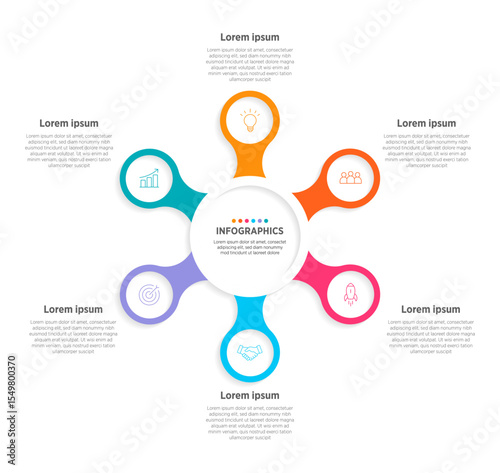 Modern Vector infographic label design with circle infographic template design and 6 options or steps. Can be used for process diagram, presentations, workflow layout, banner, flow chart, info graph.