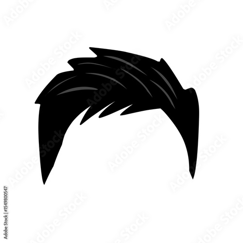 Illustration of men's hairstyles and beards. Flat design illustration of hair models. Illustration of men's hair and beard silhouettes