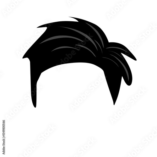 Illustration of men's hairstyles and beards. Flat design illustration of hair models. Illustration of men's hair and beard silhouettes