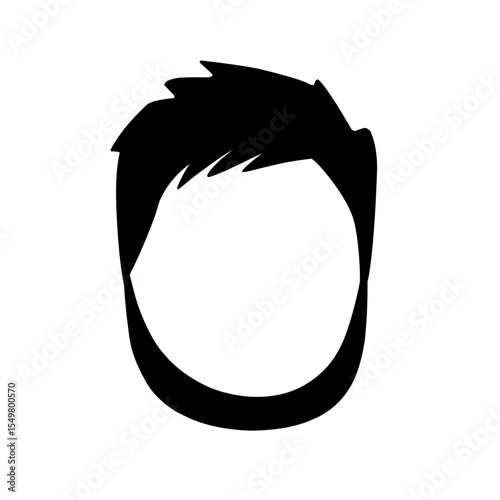 Illustration of men's hairstyles and beards. Flat design illustration of hair models. Illustration of men's hair and beard silhouettes
