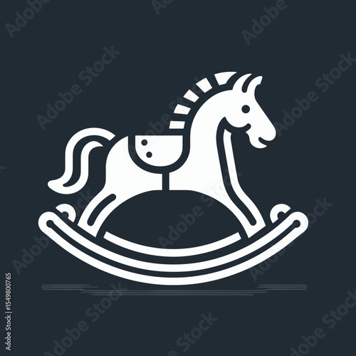 Classic wooden rocking horse silhouette on a dark background