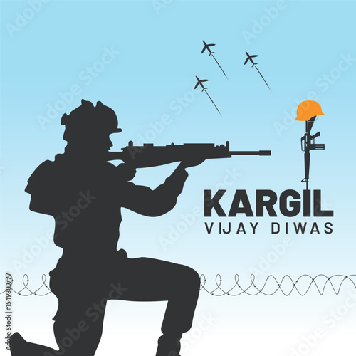 Kargil Vijay Diwas patriotic background with a military touch