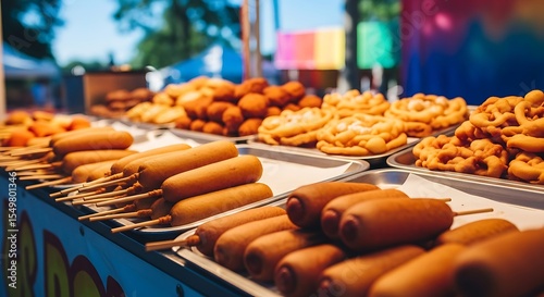 Delicious Corn Dogs and Fair Food at a Summer Festival