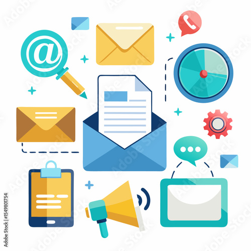 Modern envelope and communication icons for email marketing and digital messaging