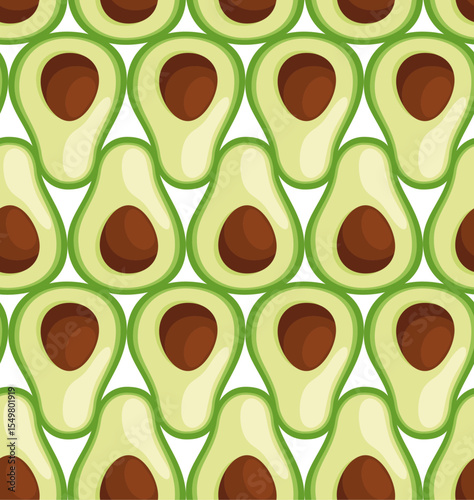 seamless pattern of juicy green avocado cut with seeds  on a transparent  background