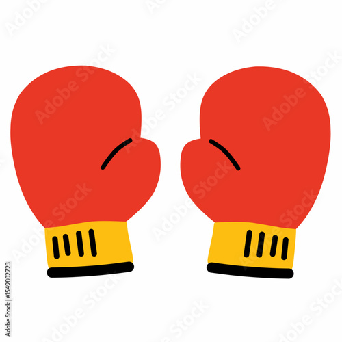 Red boxing gloves in flat style illustration. Ideal for sports, fitness, martial arts, training, or fight night themed design. Perfect for gym promotions, boxing classes, or athlete graphics.