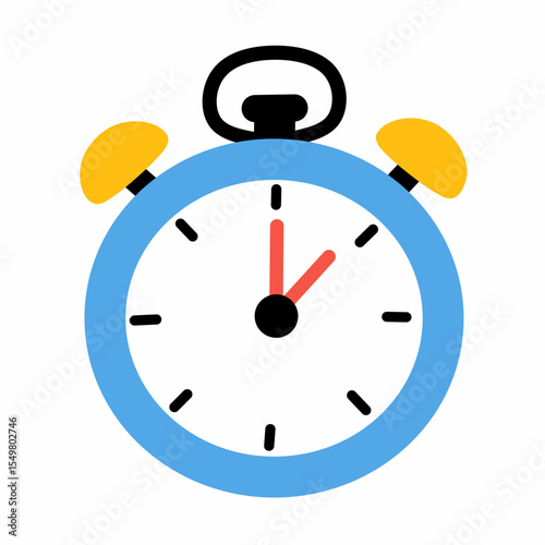 Flat style stopwatch illustration with blue and yellow details. Perfect for fitness tracking, sports training, time management, or countdown UI in workout and productivity themed projects.