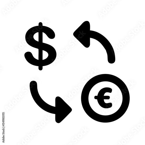 Currency Exchange Icon Dollar to Franc Symbol | Money Transfer Vector Graphic | Financial Transaction Silhouette PNG for Banking & Forex Use