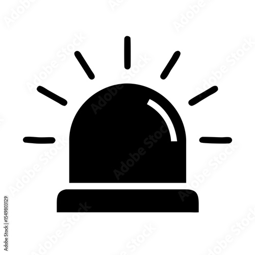 Emergency Siren Icon Vector | Flashing Alert Light Silhouette | Warning Beacon Clipart | Police Alarm Symbol | Black Safety Signal Outline Design Art