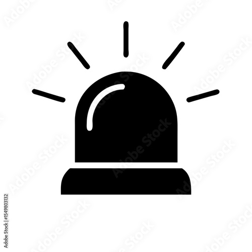 Emergency Siren Icon Vector | Flashing Alert Light Silhouette | Warning Beacon Clipart | Police Alarm Symbol | Black Safety Signal Outline Design Art