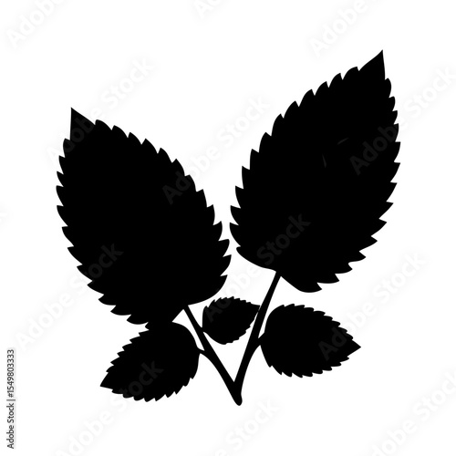 Mint Leaves Icon Vector | Black Herbal Leaf Silhouette Clipart | Natural Botanical Drawing | Organic Plant Symbol | Simple Nature Foliage Outline Art