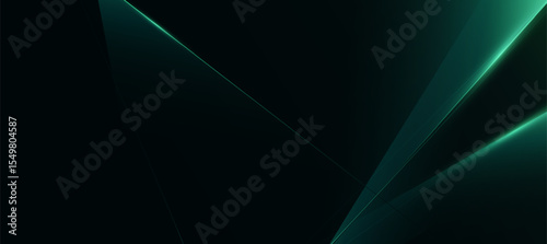 Abstract Green Light Background. Polygonal Elegance on Dark Background Designs