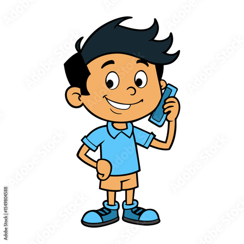 cartoon boy with headphones vector illustration