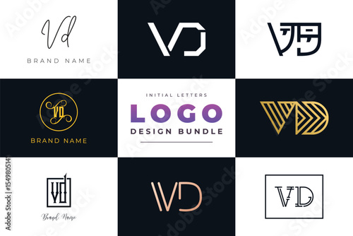 Initial letters VD Logo Design Bundle