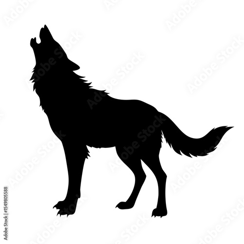 Howling Wolf Silhouette Icon Vector | Wild Animal Howl PNG | Wilderness Wildlife Graphic for Nature, Forest, Night, Tribal & Outdoor Adventure Design