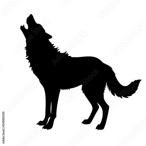 Howling Wolf Silhouette Icon Vector | Wild Animal Howl PNG | Wilderness Wildlife Graphic for Nature, Forest, Night, Tribal & Outdoor Adventure Design