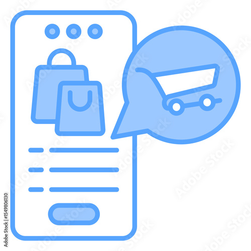Mobile Shopping Blue Icon