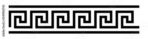 Geometric border composed of repeated abstract shapes in a symmetrical layout.