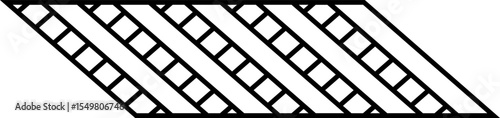 Pattern border created using checkered blocks and slanted forms arranged in repetition.