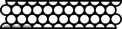 Linear border featuring repeated circular elements in a clustered beehive-like structure.