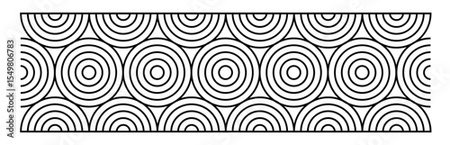 Border formed by repeated concentric circles aligned in a horizontal sequence.