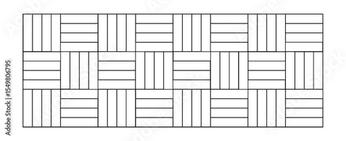 Repeating border design with geometric arrangement of squares and rectangles.